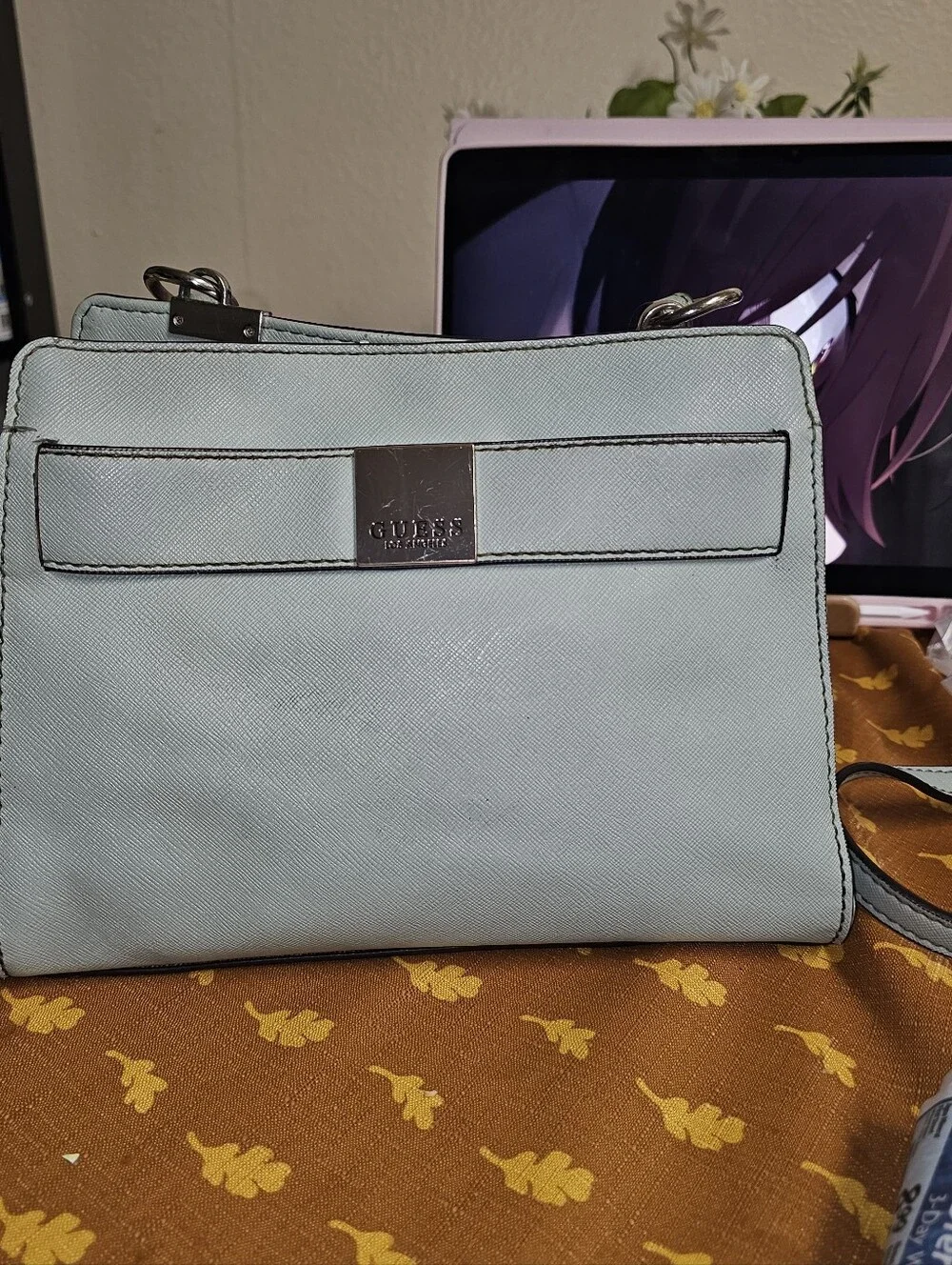 Guess Los Angeles Satched Handbag With Matching Trifold Wallet.